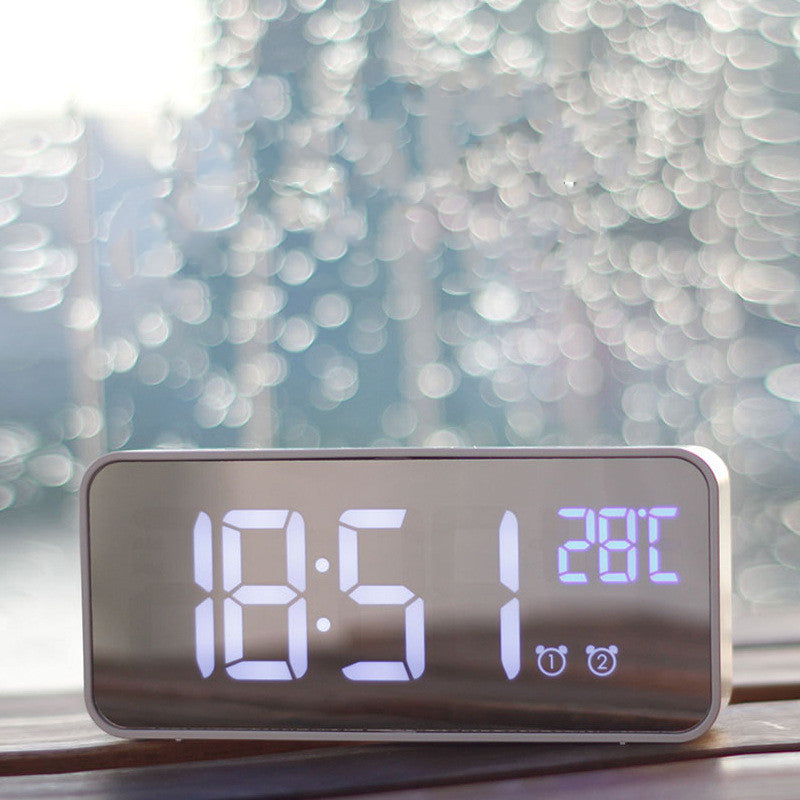 Music LED Digital Alarm Clock Temperature Date Display Desktop Mirror Clocks Home Table Decoration Electronic Clock